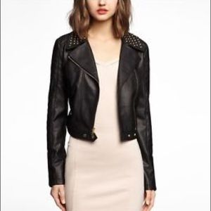 EXPRESS Small Faux Vegan Black Leather Moto Jacket